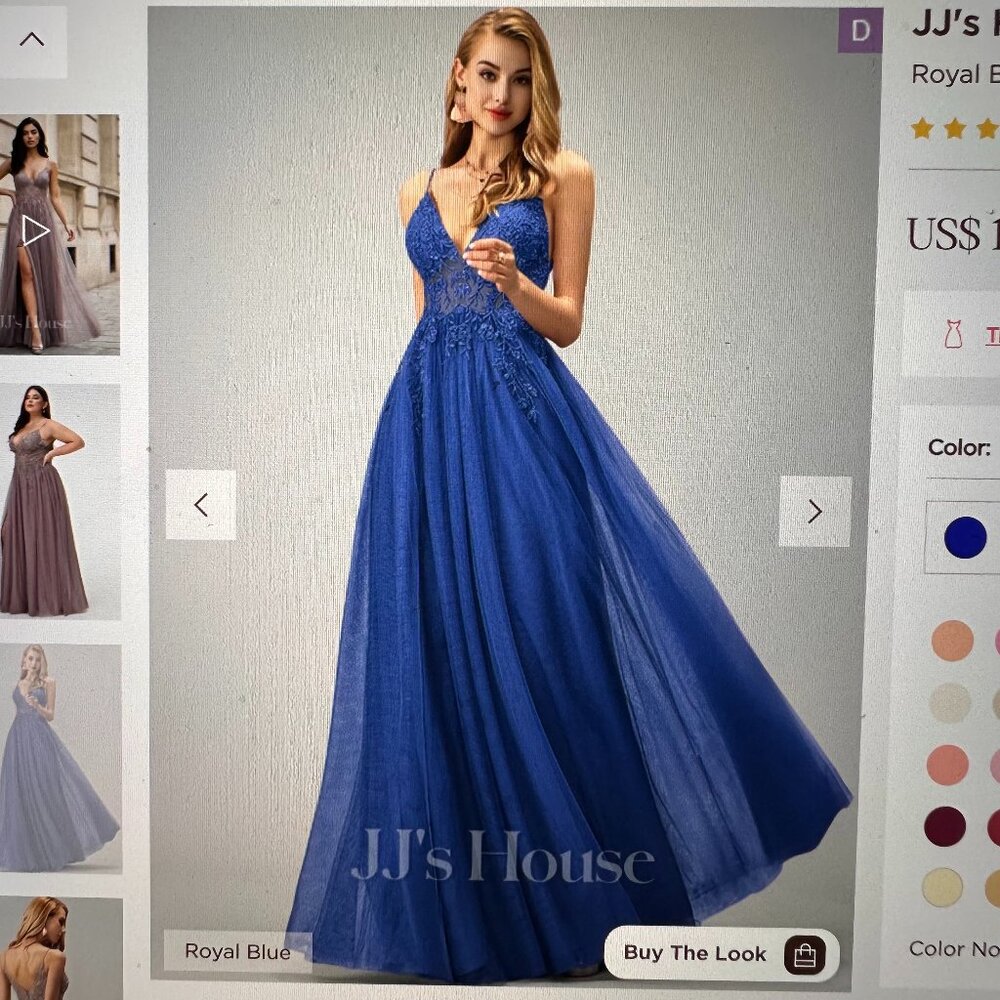 NWT Royal Blue Tulle, Sequin & Lace Floor-Length Prom Dress SIZE 4